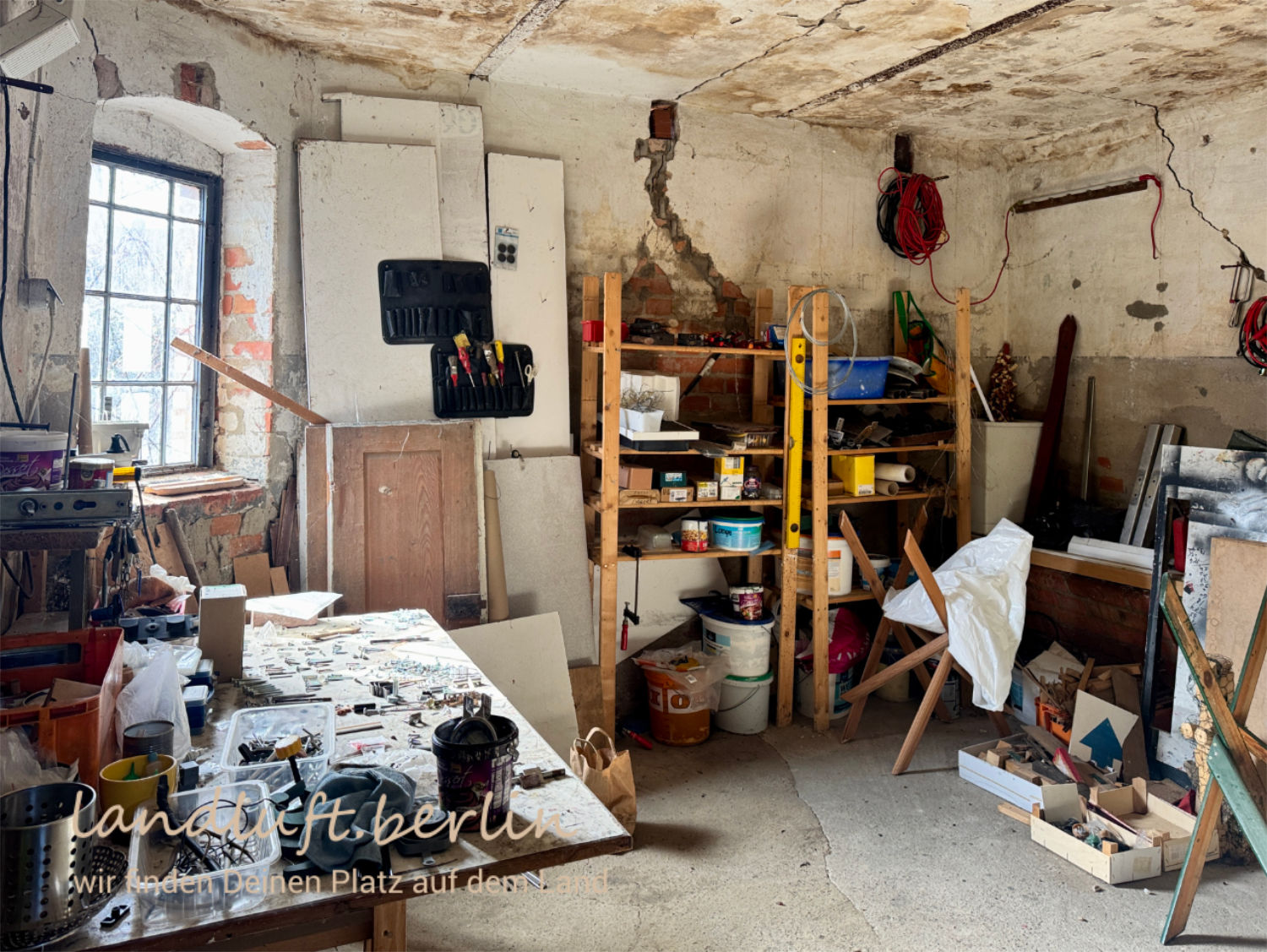 Abgetrennter Raum in der Scheune, aktuell genutzt als Werkstatt