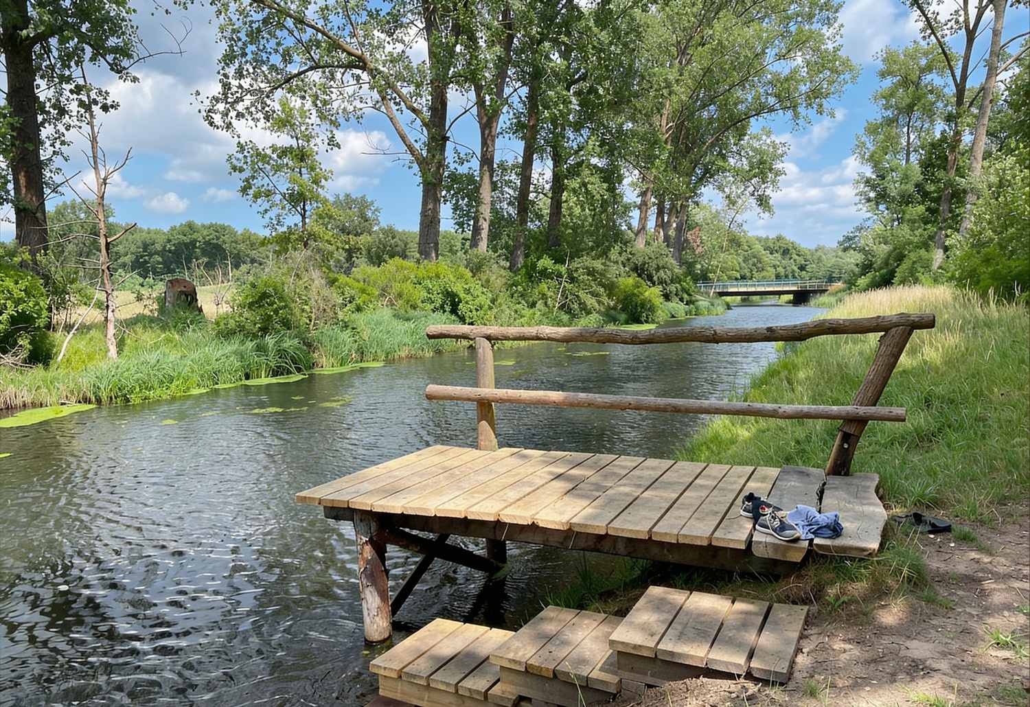 Badestelle an der Dosse am Rand des Gutshofgeländes in 4 Minuten zu Fuß erreichbar